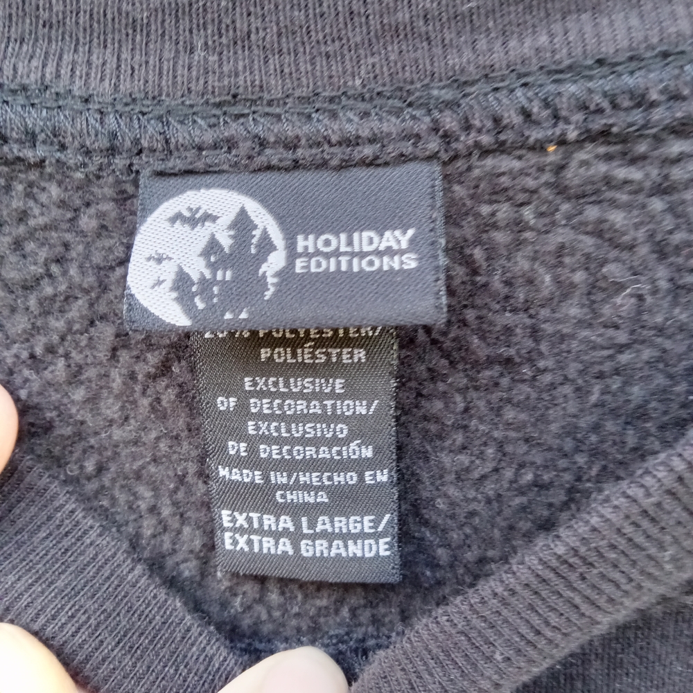 Halloween Pumpkin Black Cat Black Crewneck Sweatshirt Size XL - Picture 3 of 5